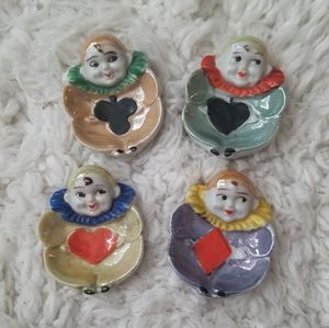 Antique Clown Tea Bag Rest Set (1940's)